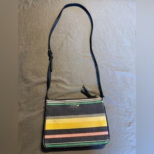 Kate Spade Jackson Boardwalk Navy Stripe Triple Gusset Crossbody Bag Cotton